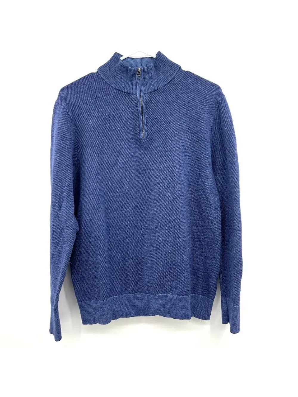 Bonobos Cotton Cashmere Blend Blue Quarter Zip Sweater Men's Medium